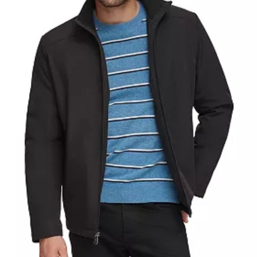 CALVIN KLEIN Men's Black Mid weight Hooded Casual Rain Jacket size Large